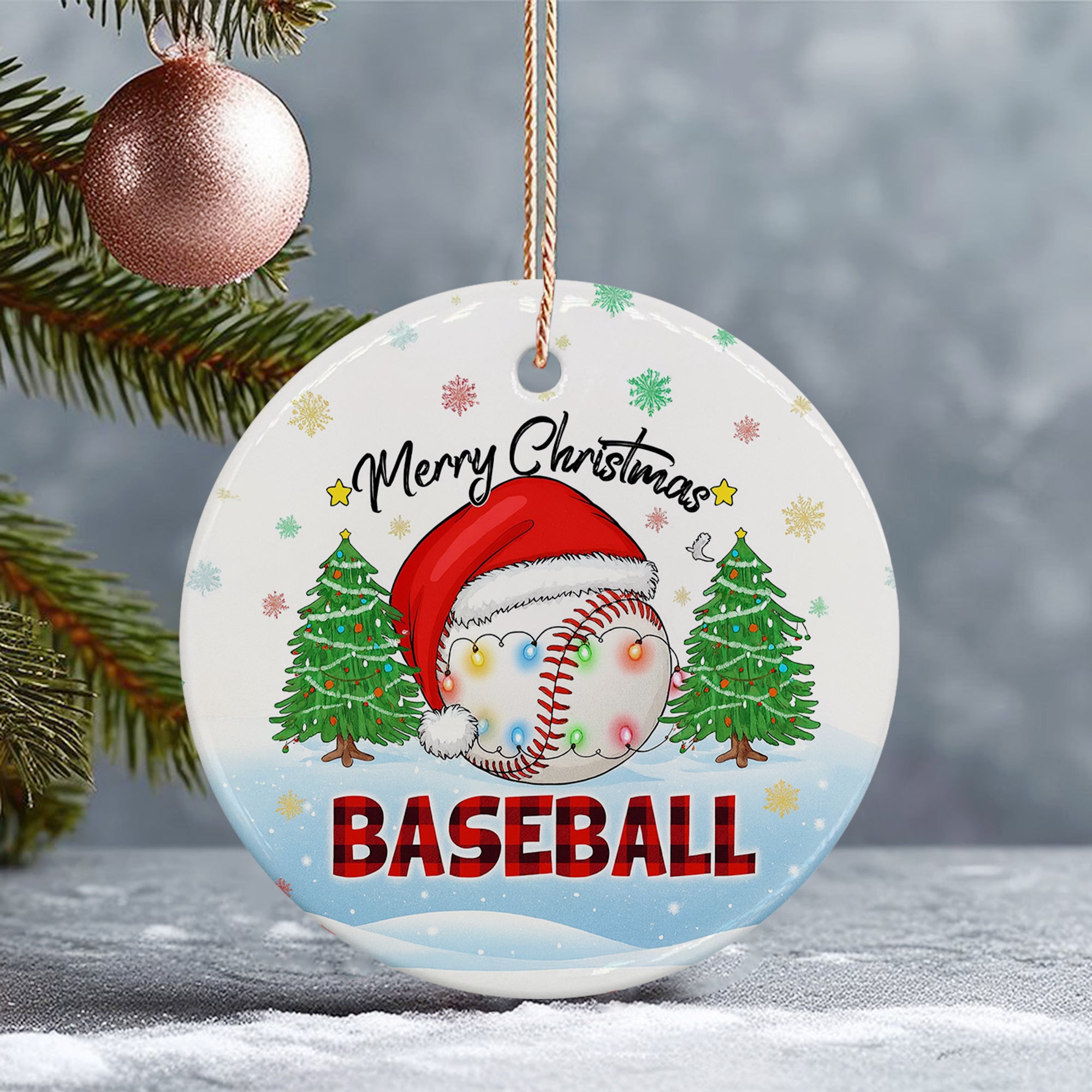 Baseball Merry Christmas Acrylic Ornament – Xmas Tree Decoration, Baseball Ornament