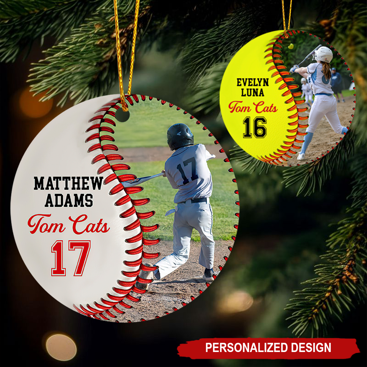 Personalized Baseball, Softball Christmas Acrylic Ornament