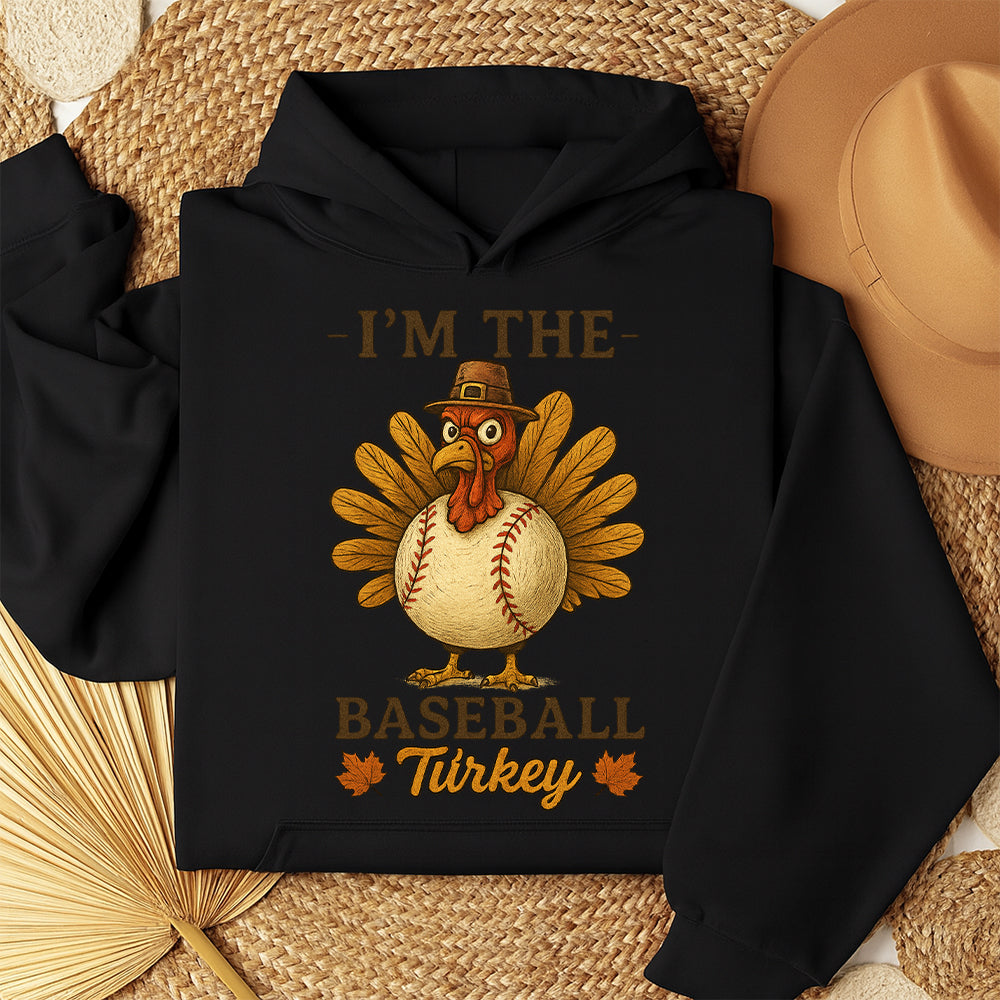 Thanksgiving Baseball Turkey, Funny Thankful Gift for Baseball Lovers Hoodie