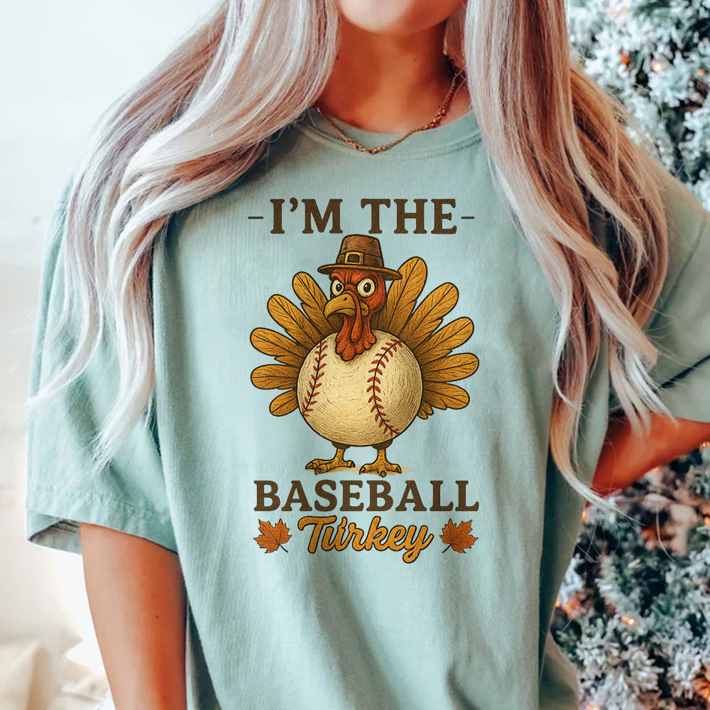 Thanksgiving Baseball Turkey, Funny Thankful Gift for Baseball Lovers T-Shirt