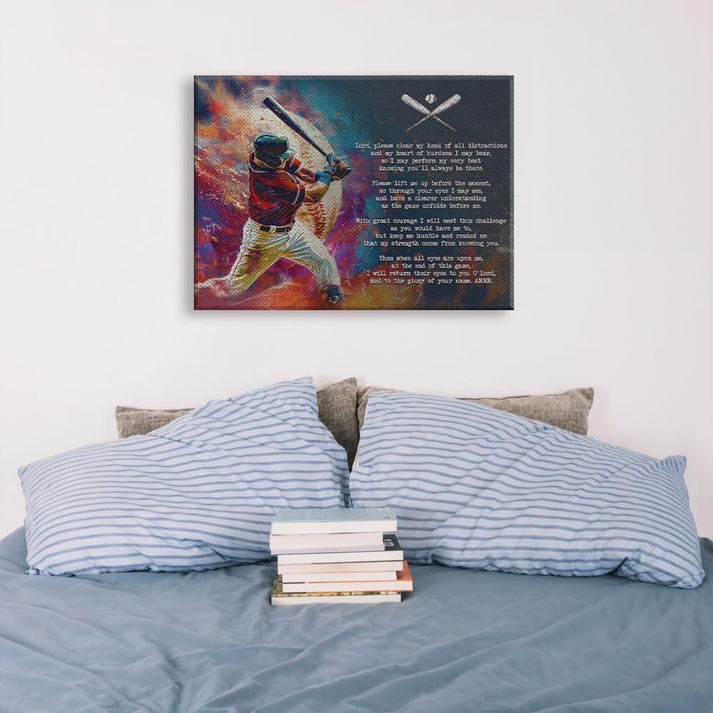 Baseball Prayer Bible Wall Decor Canvas Art Print Home Decor Pictures for Bedroom Living Room Bathroom Office Framed Ready to Hang Canvas 4