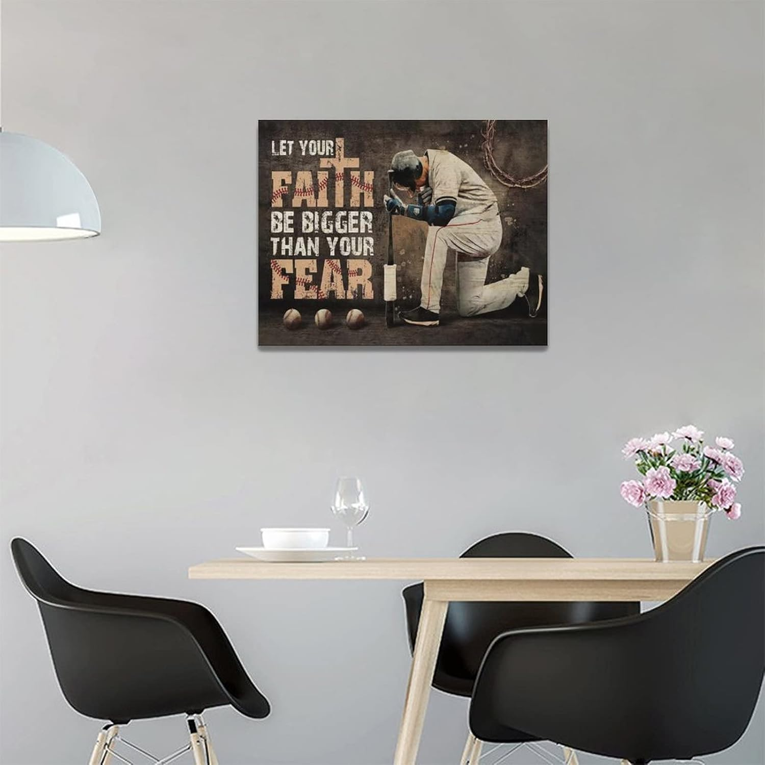 Christian Baseball Wall Art Sport Poster Inspirational Quotes Pictures for Teen Boys Room Bedroom Playroom Gym Baseball Decor Framed Canvas 5