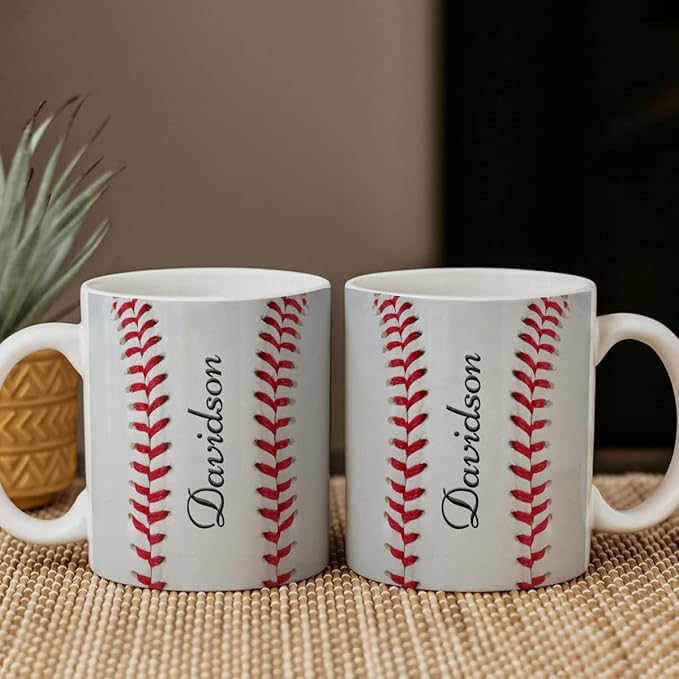 Personalized Baseball Coffee Mug Cup Gift for Baseball Lovers Women Men Coach Sports Fans Birthday Christmas Mother's Day Father's Day Ceramic Mug - MU01 6