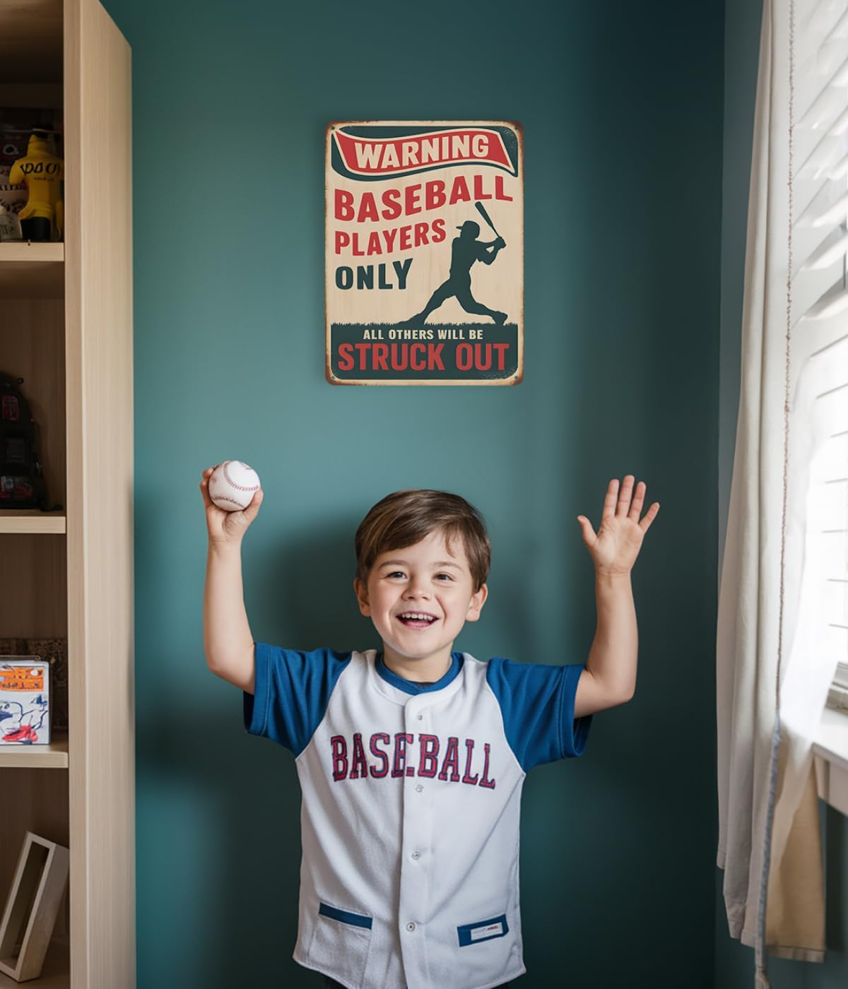 Baseball Room Decor Sign for Boys Cool Baseball Gifts for Kids 8-12 Bedroom Wall Art Sports Decorations and Accessories Metal Sign