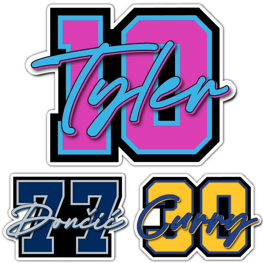 Personalized Baseball Softball Decal, Custom Name and Number Sticker, Waterproof Vinyl for Helmet, Laptop, Phone, Sports Water Bottle Sticker