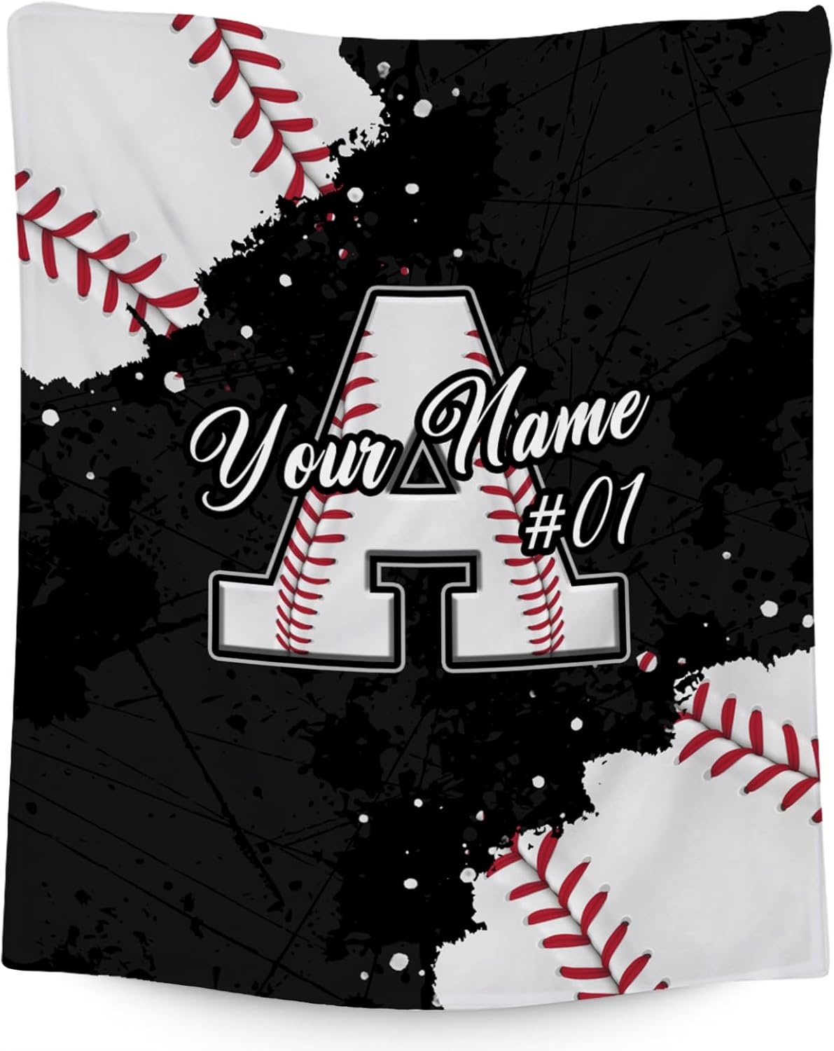 Personalized Baseball Custom Name Initial Gifts for Boys – Soft Flannel Sports Throw for Kids, Baseball Lovers Room Decor Blanket
