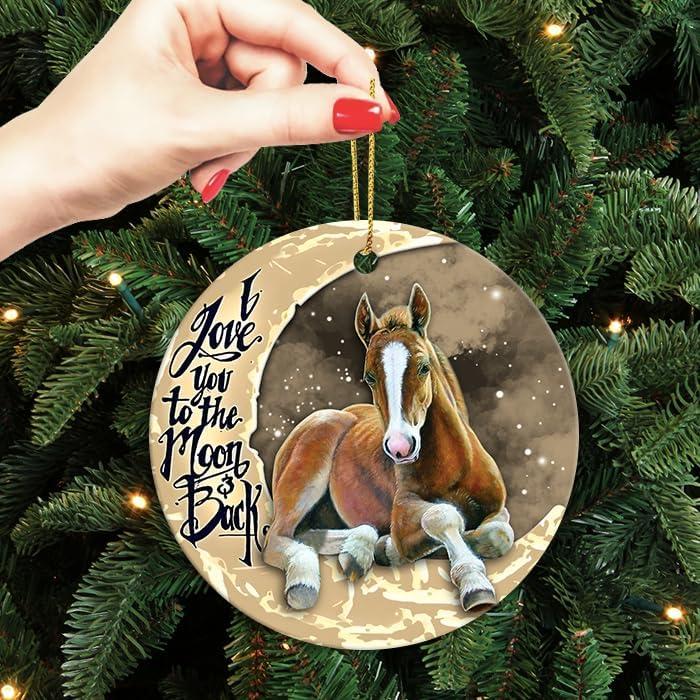 2025 Christmas Ornament Horse I Love You to The Moon and Back Xmas Tree Hanging Decor Gift for Horse Lovers Acrylic Ornament - OR06