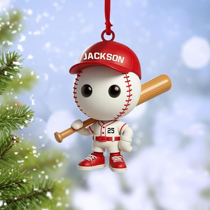 Engraved Baseball 2025 Personalized Player Jersey Custom Name and Number Christmas Decoration Sports Keepsake Gift Xmas Tree Décor Acrylic Ornament - OR39