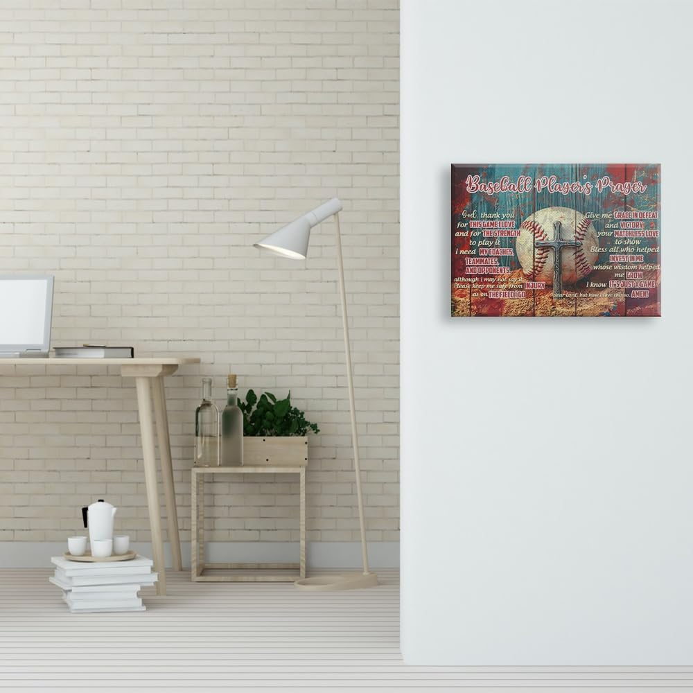 Baseball Player's Prayer Wall Decor Canvas Art Print Home Decor Pictures for Bedroom Living Room Bathroom Office Framed Ready to Hang Canvas 6