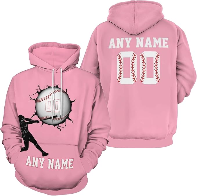 Custom Baseball Pullover Hoodie 3D 3