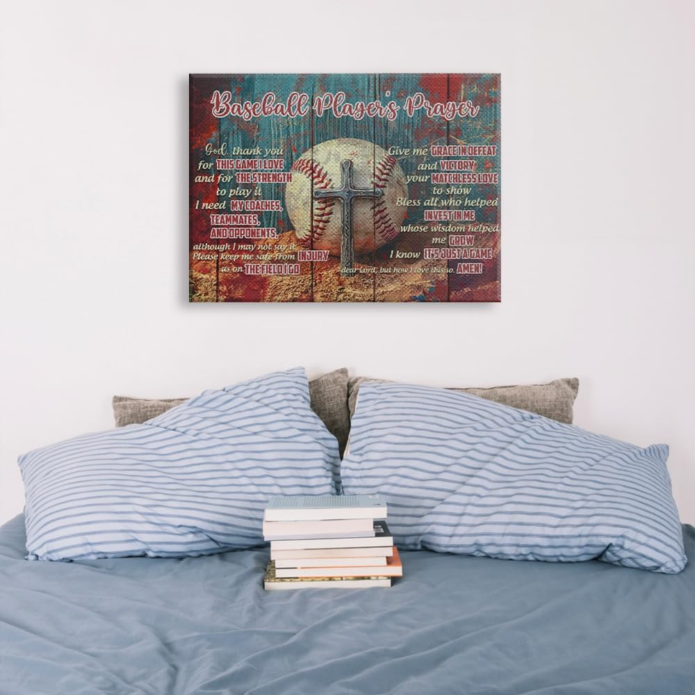 Baseball Player's Prayer Wall Decor Canvas Art Print Home Decor Pictures for Bedroom Living Room Bathroom Office Framed Ready to Hang Canvas 4