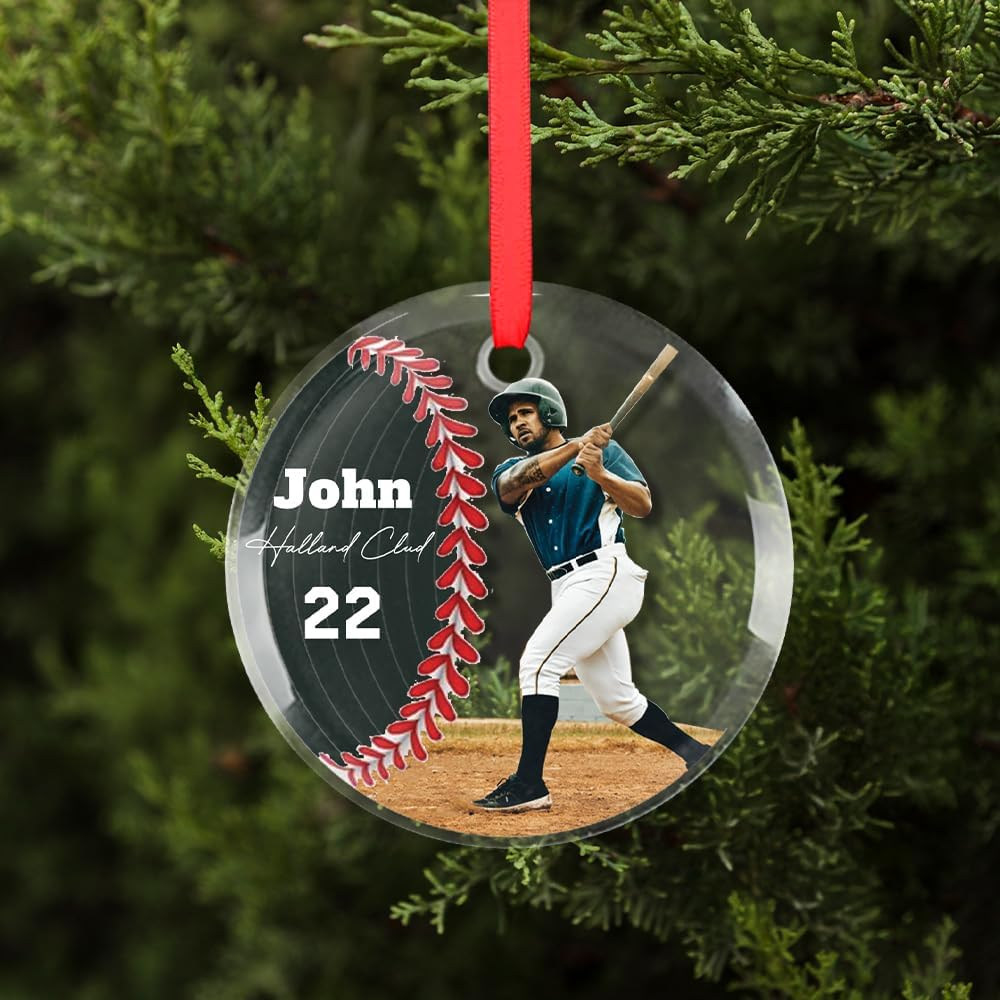 Personalized Baseball Player Glass Ornament, Baseball Coach Gifts, Sport Lover Decorations, Xmas Tree Hanging Ornament, Housewarming Keepsake Ornament 6