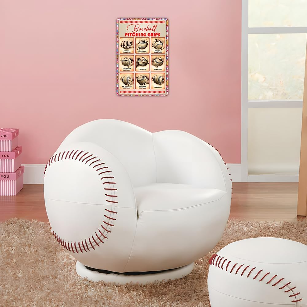 Boys Baseball Gifts Baseball Pitching Grips Wall Art Boys Room Decoration Gift for Baseball Enthusiasts Metal Sign 3