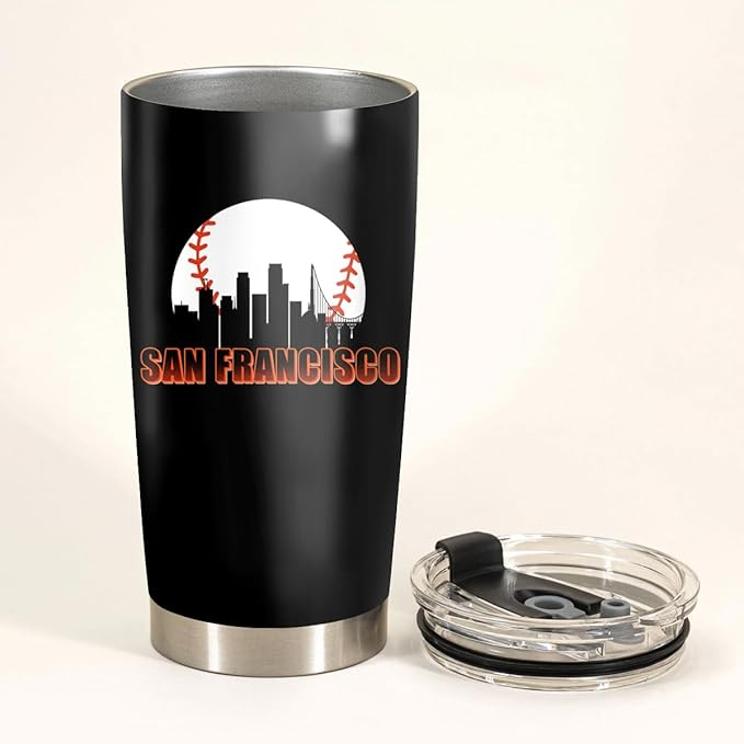 San Francisco City Skyline Legends Baseball Insulated Coffee Mug with Lid Stainless Steel Fans Gift Tumbler 20oz - TU14 3