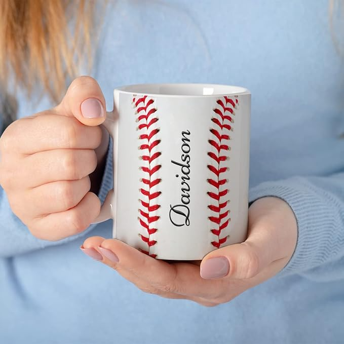 Personalized Baseball Coffee Mug Cup Gift for Baseball Lovers Women Men Coach Sports Fans Birthday Christmas Mother's Day Father's Day Ceramic Mug - MU01 3