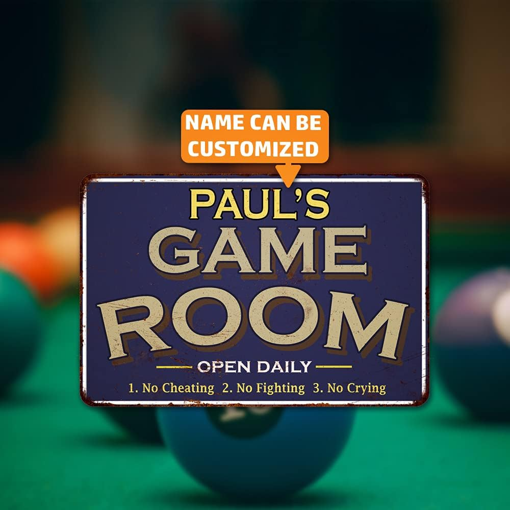 Personalized Game Room Decor Sign Custom Name Wall Sign Retro Arcade Video Gamer Art Poster Gaming Decoration Metal Sign 3