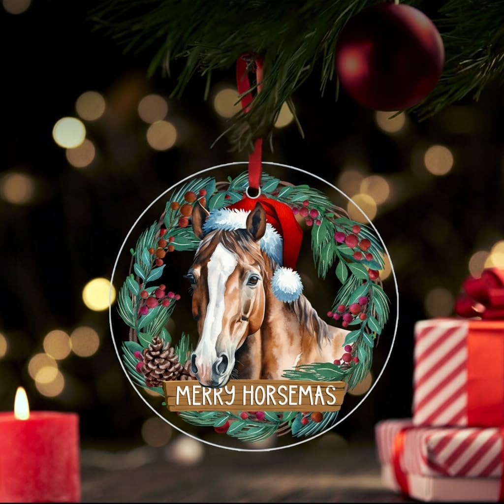 Horse Ornaments for Christmas Tree Horse Gifts for Women Men Horse 2026 Gifts for Animal Lovers Farm Animal Christmas Decoration Ornament - OR07