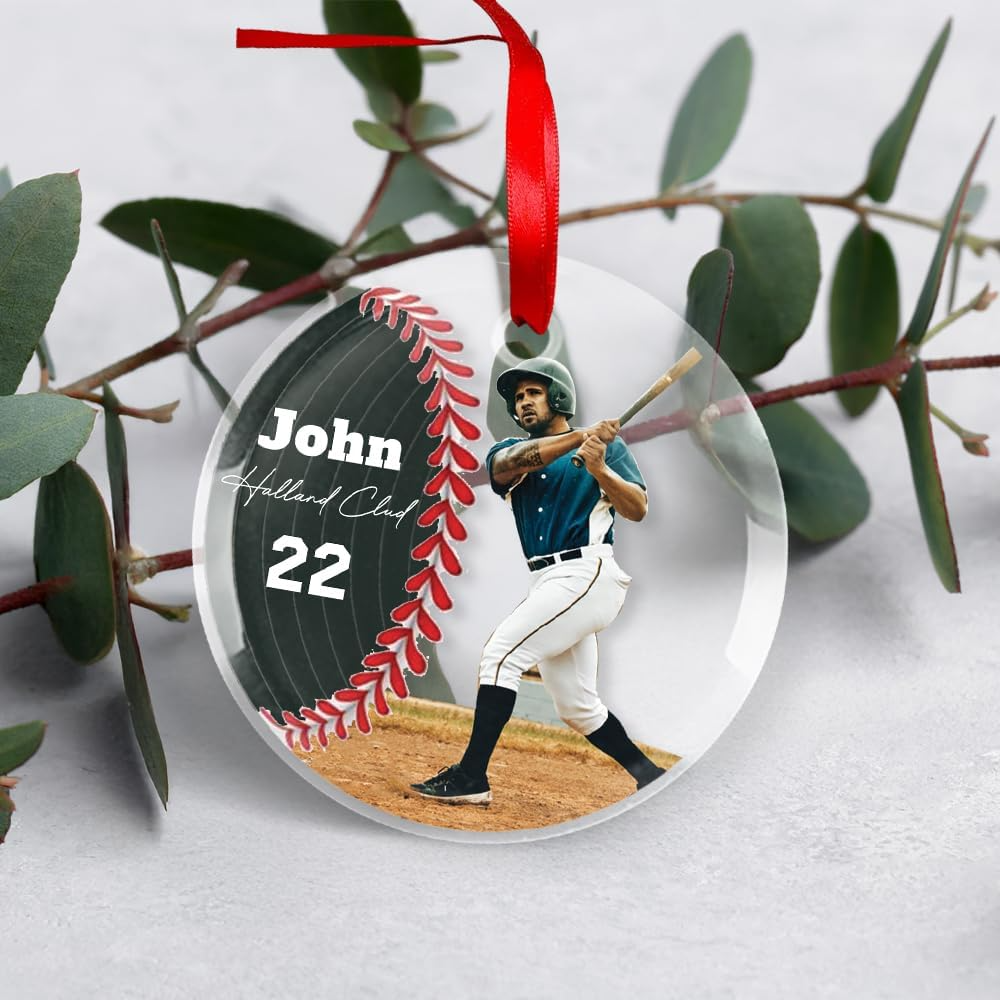 Personalized Baseball Player Glass Ornament, Baseball Coach Gifts, Sport Lover Decorations, Xmas Tree Hanging Ornament, Housewarming Keepsake Ornament 4