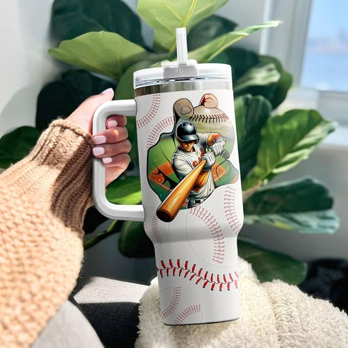 Simple Life Women Tumblers White Handle Modern Insulated Swig Cup Red Boys Men For Baseball Gifts Tumbler 40oz - TU01 3