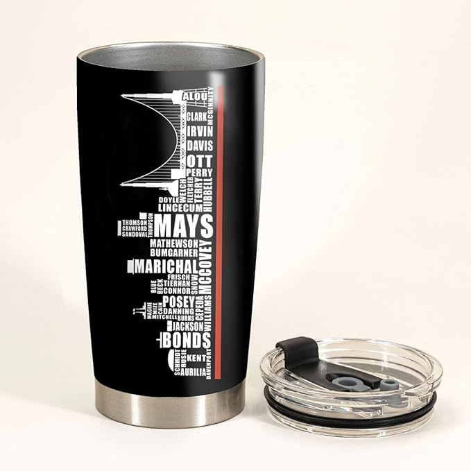 San Francisco City Skyline Legends Baseball Insulated Coffee Mug with Lid Stainless Steel Fans Gift Tumbler 20oz - TU14