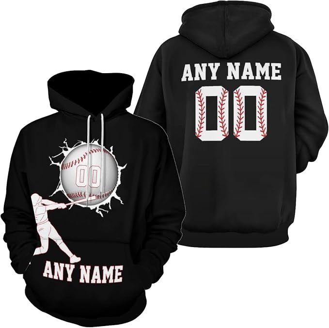 Custom Baseball Pullover Hoodie 3D