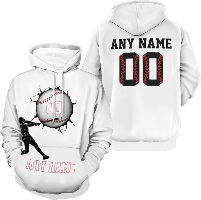 Custom Baseball Pullover Hoodie 3D