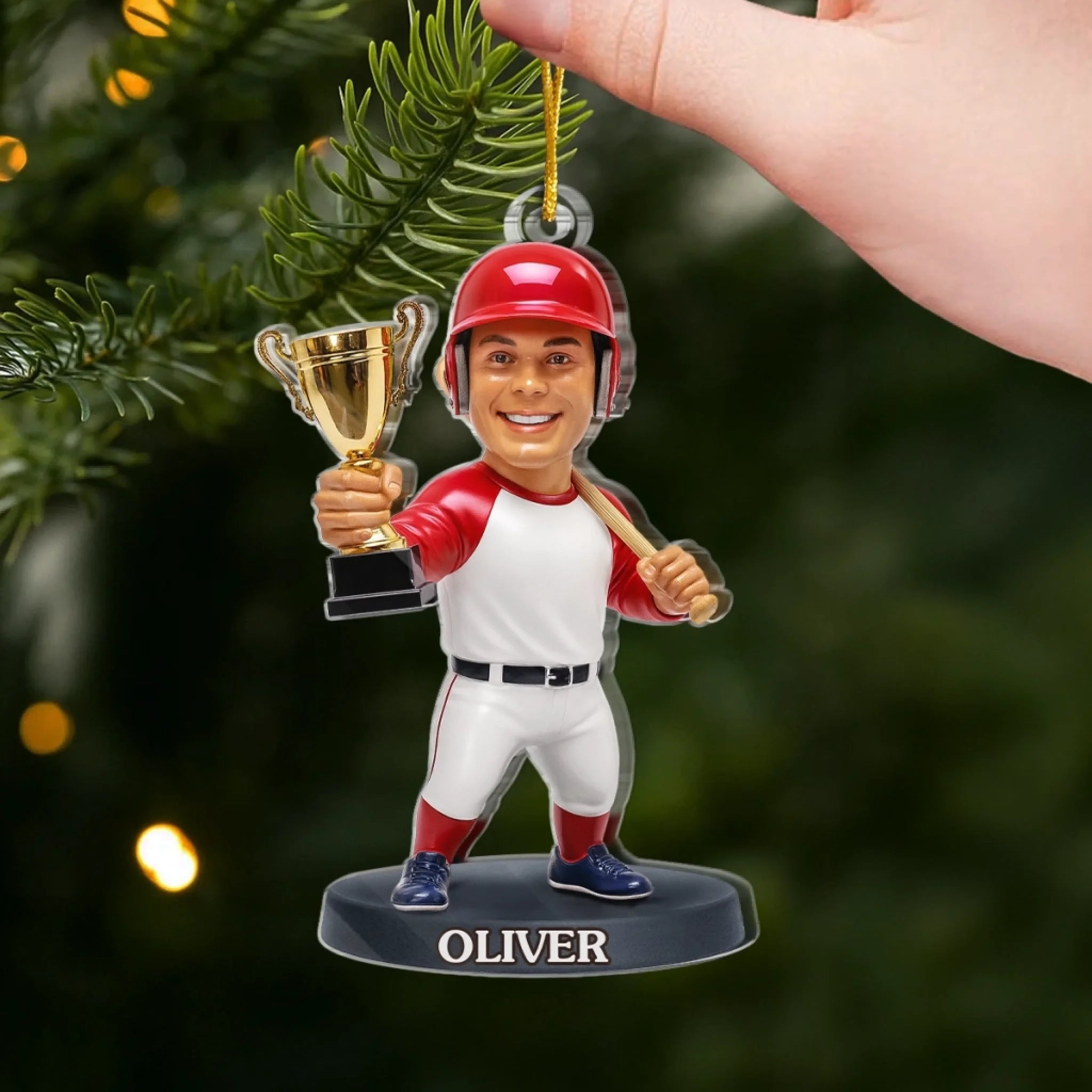 Custom Photo Personalized Christmas Birthday Sport Gifts For Sports Lovers Deck The Halls With Baseballs Acrylic Ornament - OR12 3