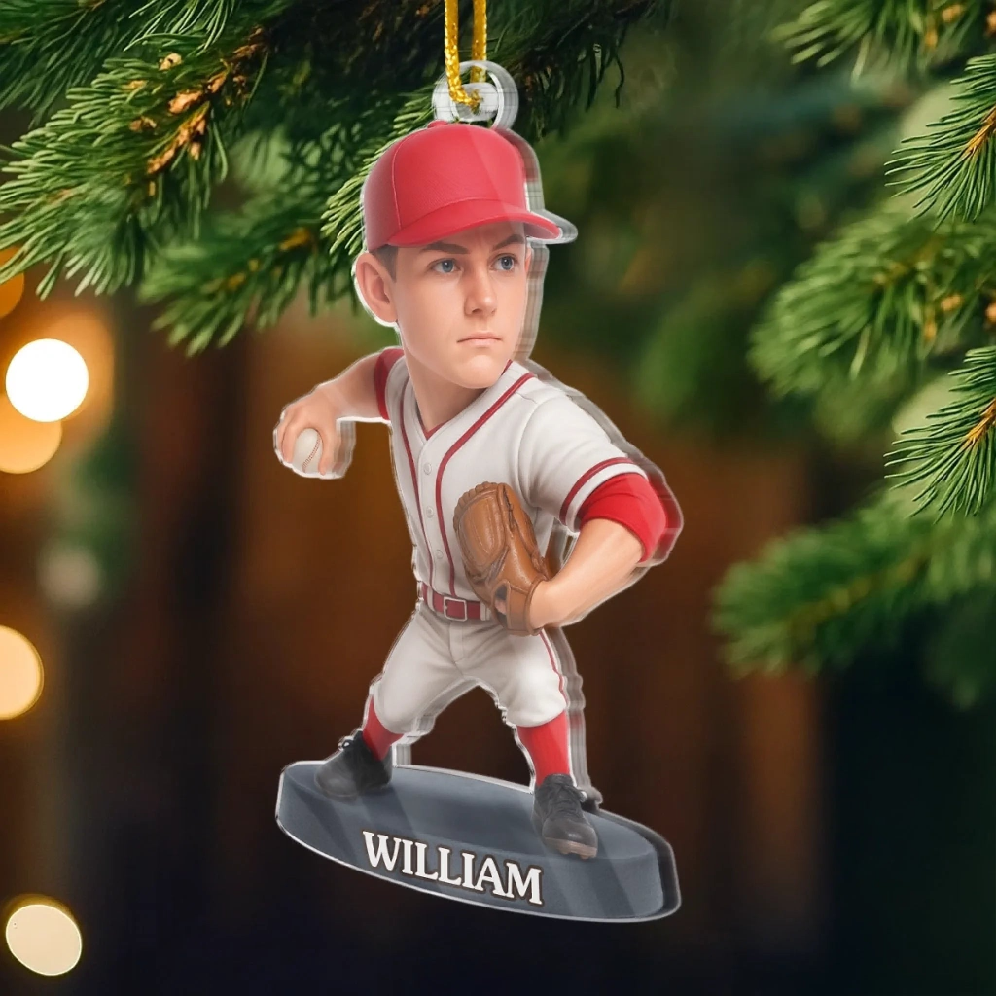 Custom Photo Personalized Christmas Birthday Sport Gifts For Sports Lovers Born To Pitch Built To Win Acrylic Ornament - OR10 3