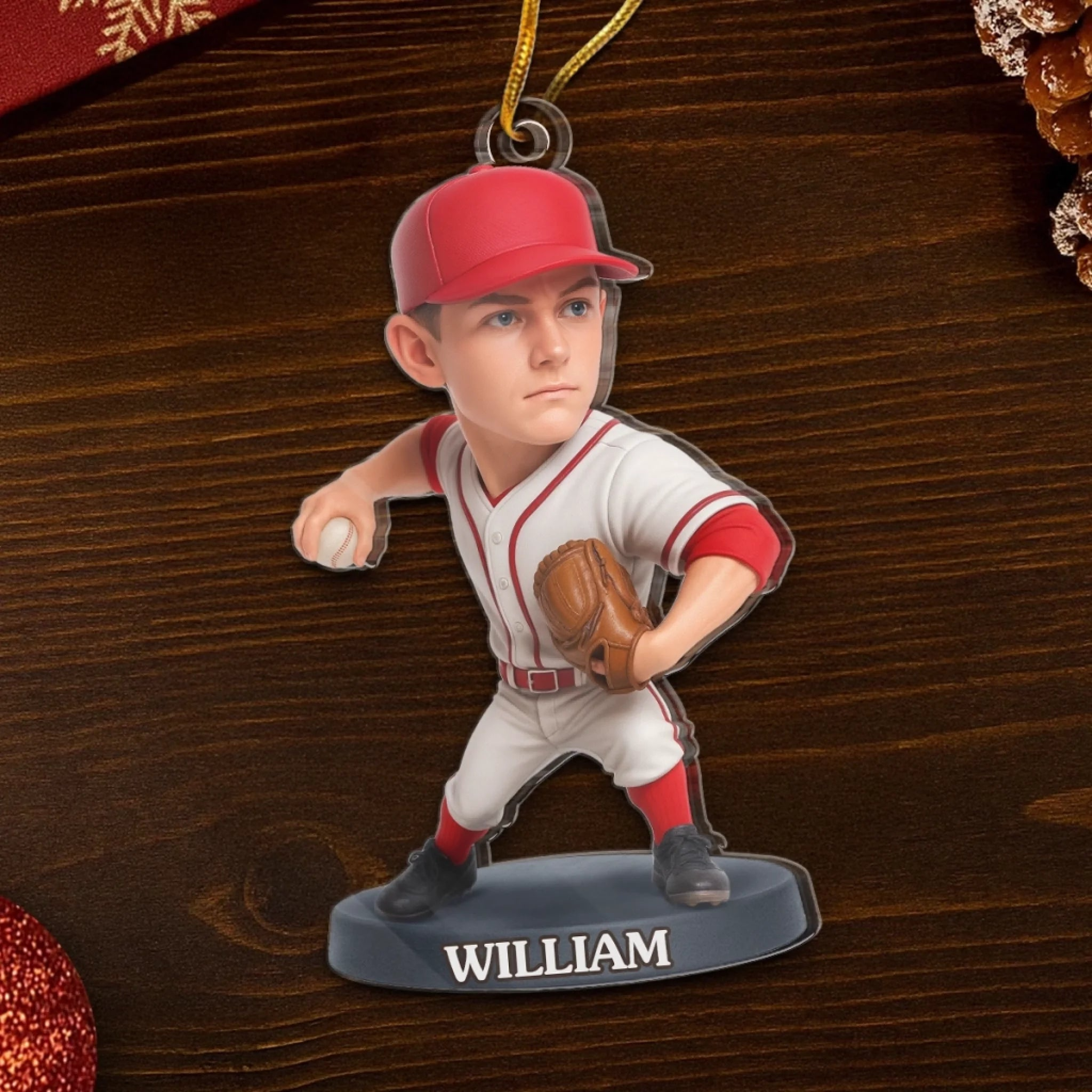 Custom Photo Personalized Christmas Birthday Sport Gifts For Sports Lovers Born To Pitch Built To Win Acrylic Ornament - OR10