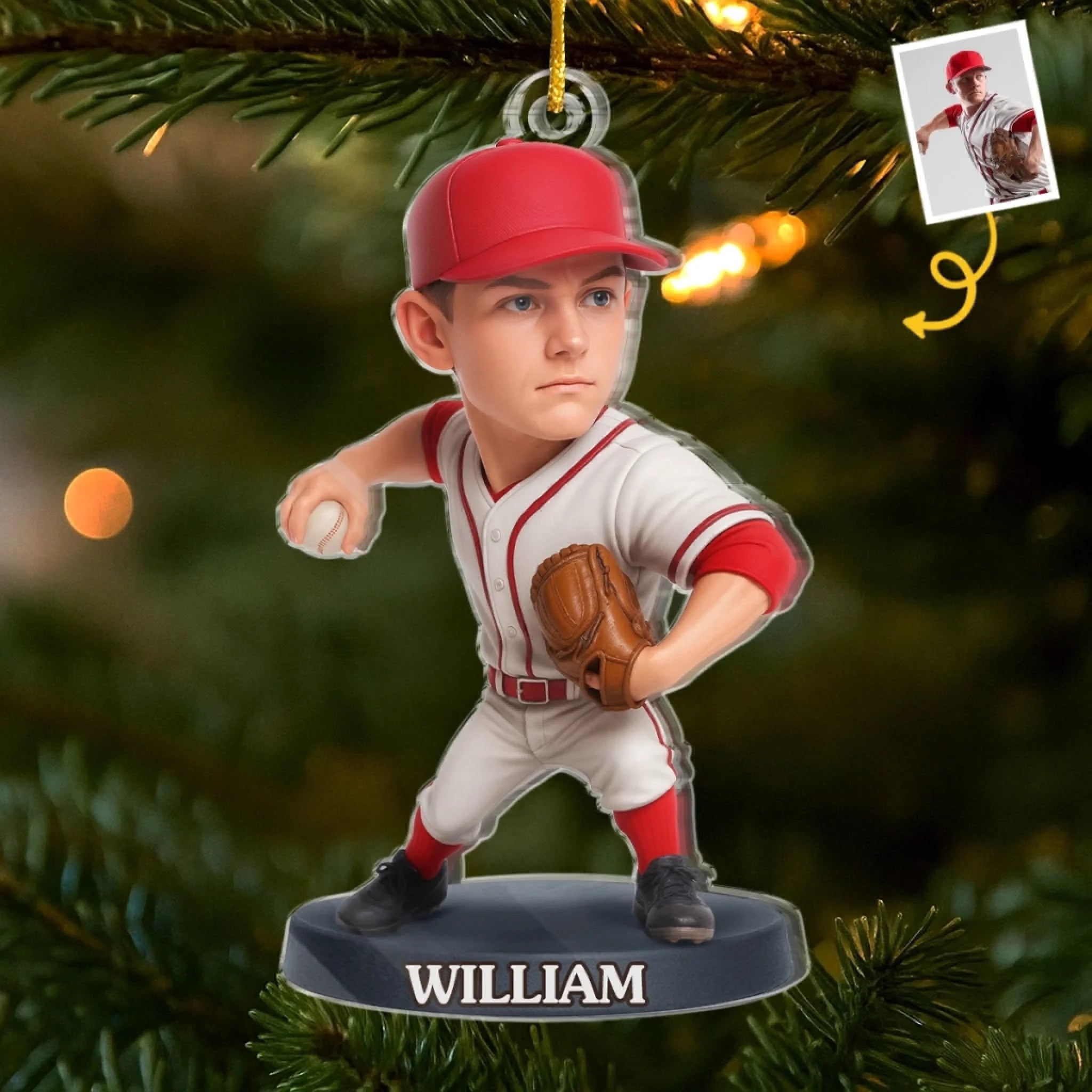 Custom Photo Personalized Christmas Birthday Sport Gifts For Sports Lovers Born To Pitch Built To Win Acrylic Ornament - OR10 4
