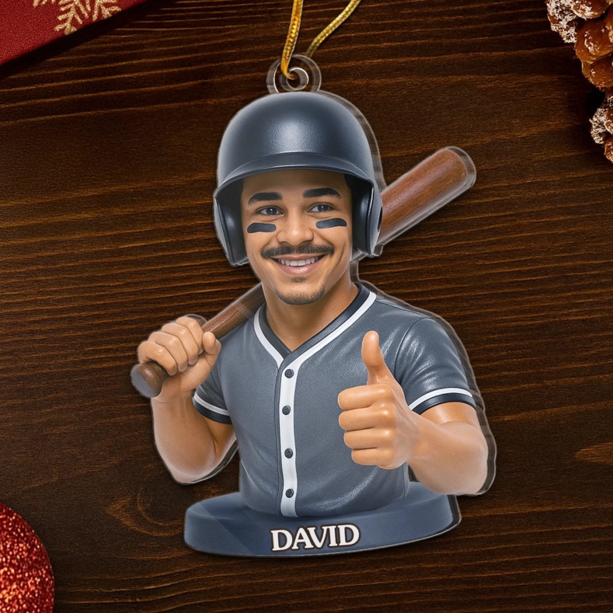 Custom Photo Personalized Christmas Birthday Sport Gifts For Sports Lovers Baseball Is Life Acrylic Ornament - OR11