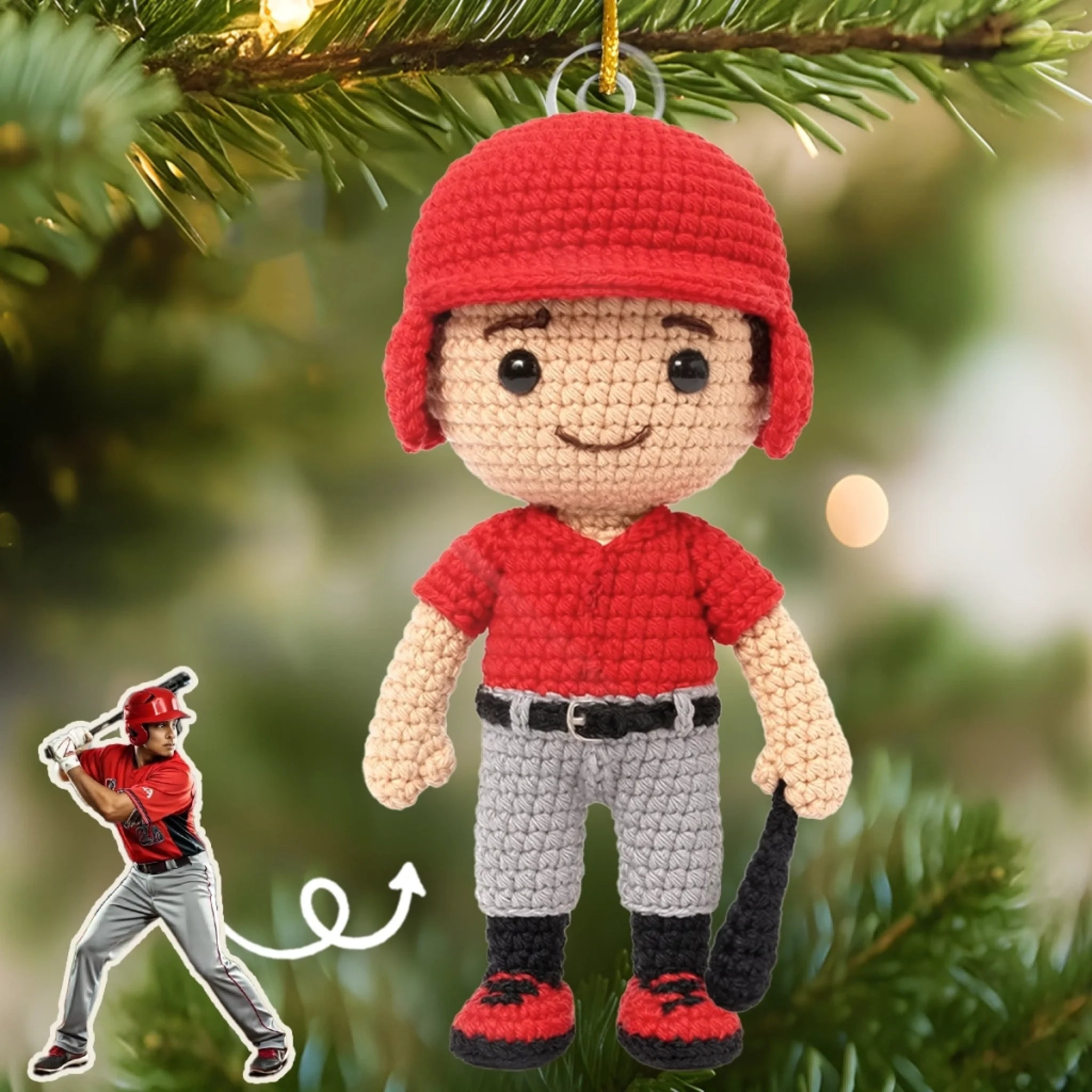 Custom Photo Crochet Acrylic Ornament Personalized Christmas Birthday Baseball Gifts For Baseball Lovers Sports Fans Sports Lovers Ornament - OR14