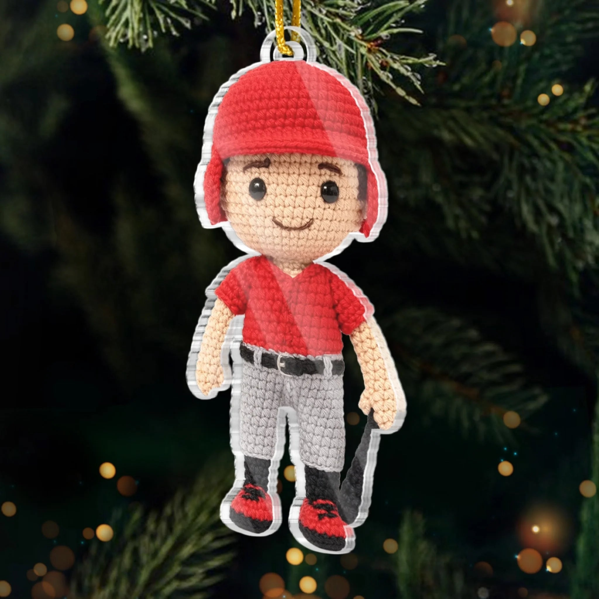 Custom Photo Crochet Acrylic Ornament Personalized Christmas Birthday Baseball Gifts For Baseball Lovers Sports Fans Sports Lovers Ornament - OR14 4