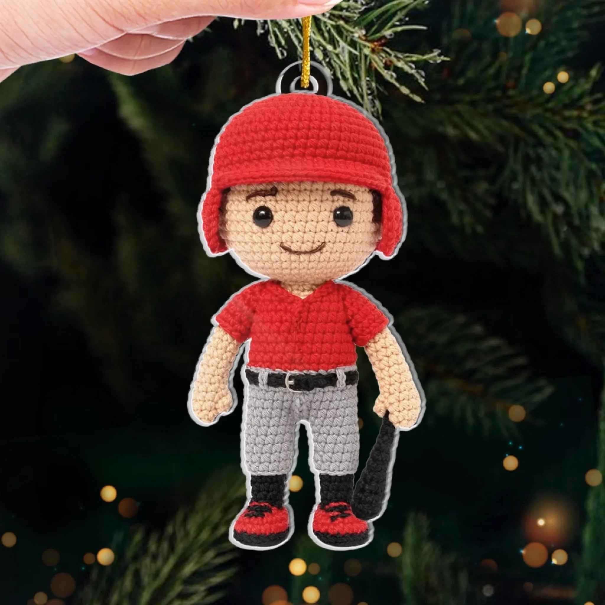 Custom Photo Crochet Acrylic Ornament Personalized Christmas Birthday Baseball Gifts For Baseball Lovers Sports Fans Sports Lovers Ornament - OR14 3