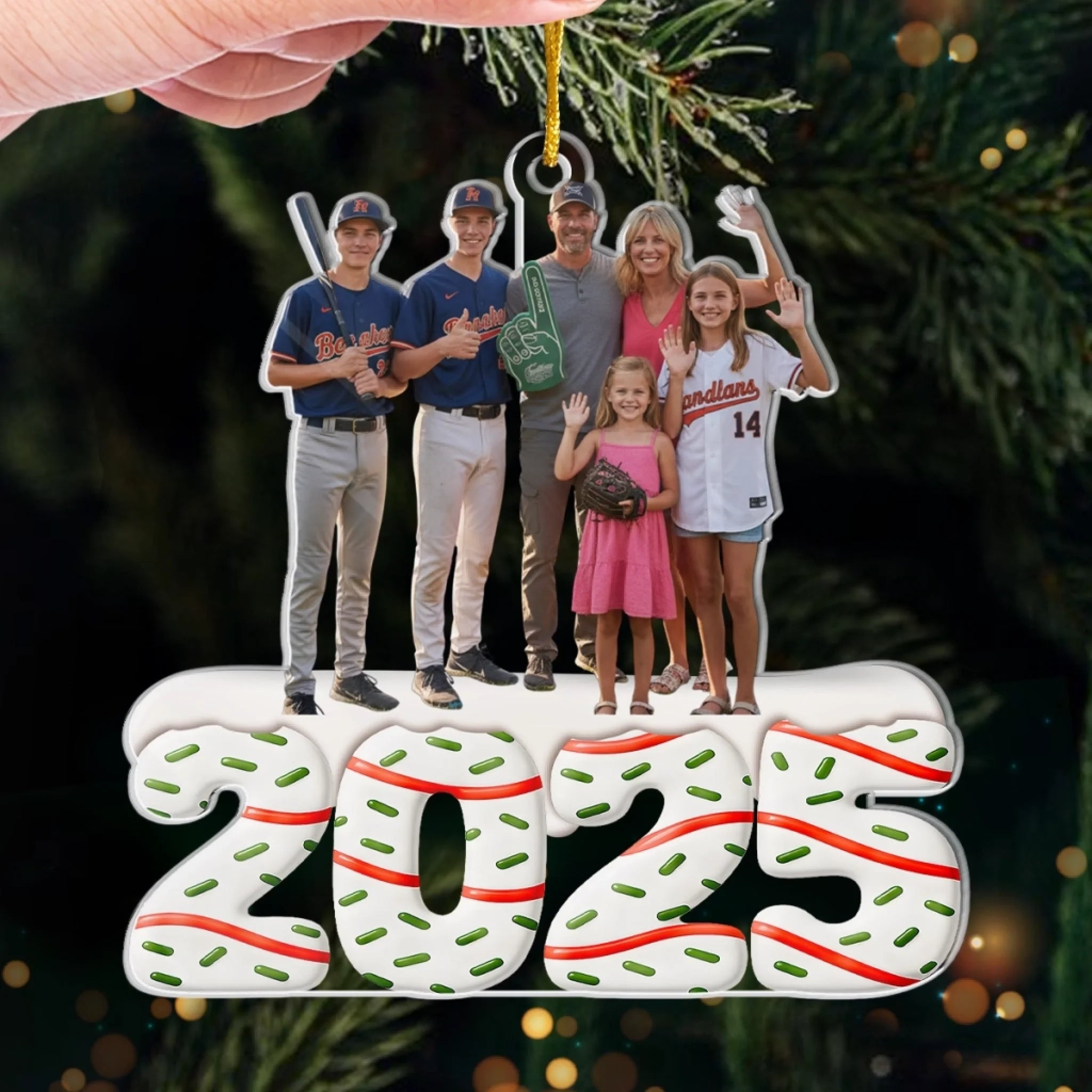 Custom Photo Acrylic Ornament - Personalized Christmas Birthday Baseball Gifts For Baseball Lovers, Sports Fans, Sports Lovers - Our Home Run Squad - OR15 3