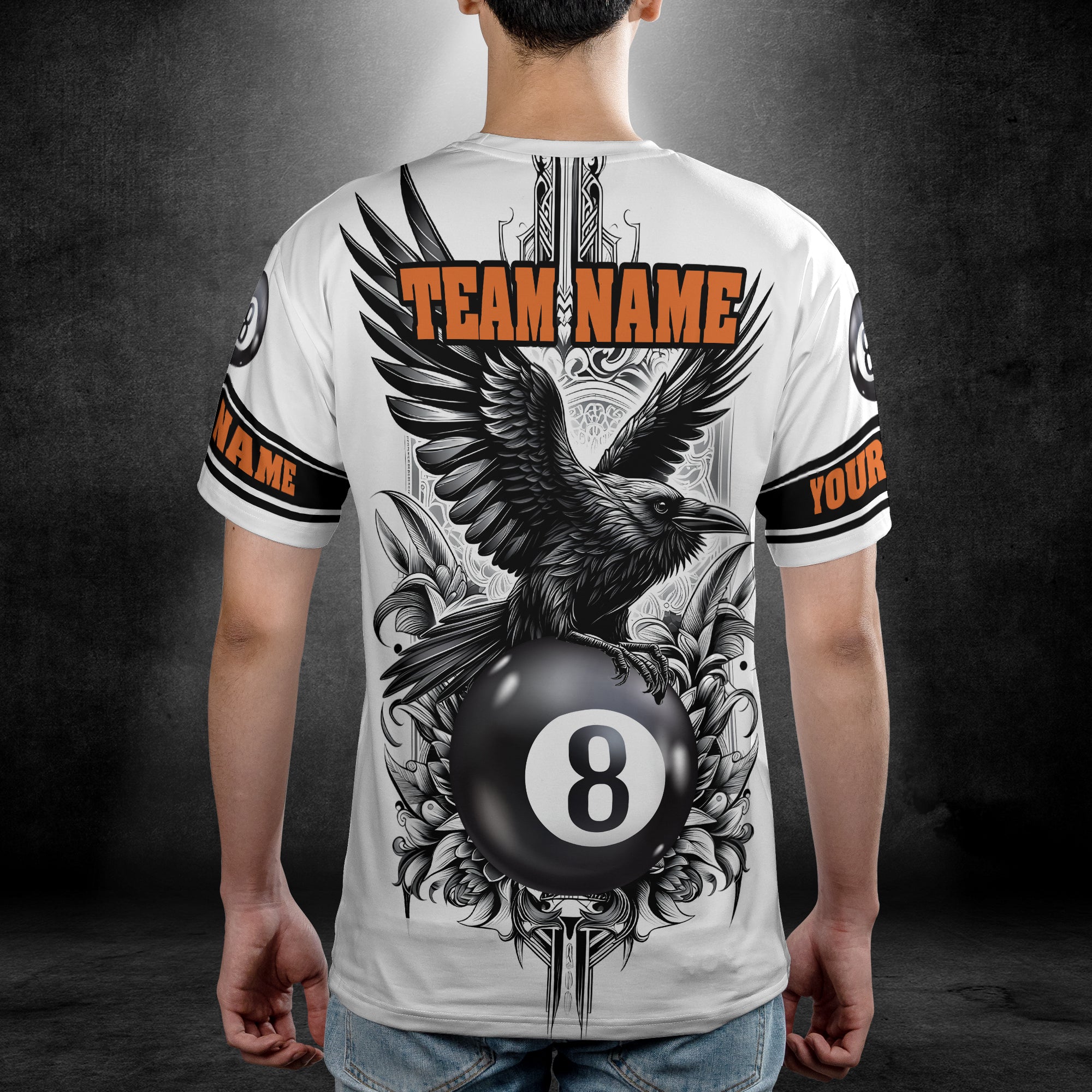 Eagle Billiard Fire Flame Custom Billiard T-shirt 3D 6
