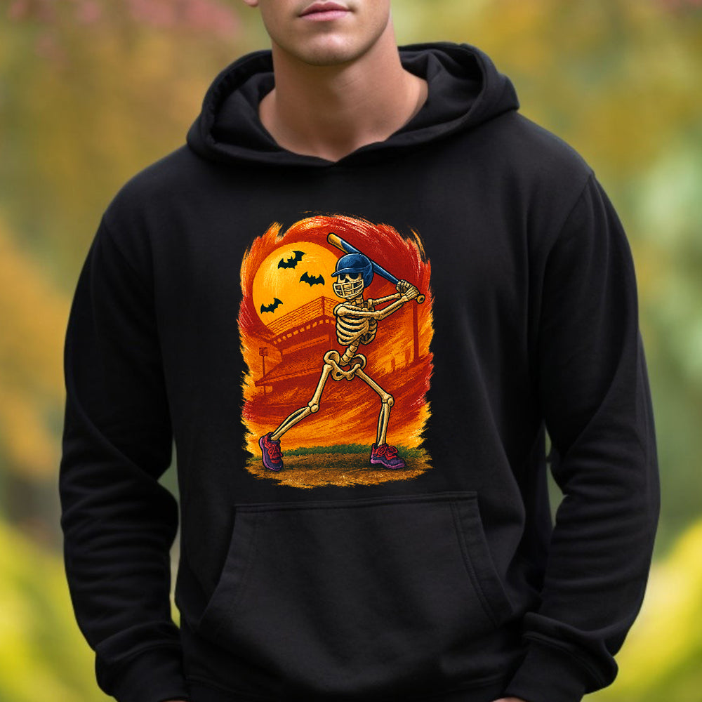Funny Halloween Baseball Skeleton Plays Baseball, Gift for Baseball Lovers Hoodie 6