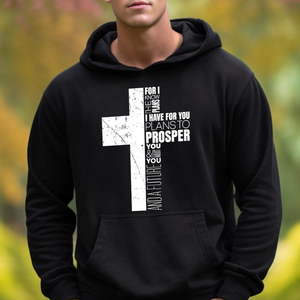 Jeremiah 29:11 V-Neck Hoodie – Christian Bible Verse Cross Faith Apparel, Inspirational Scripture Gift for Youth, Men, Women Hoodie 5