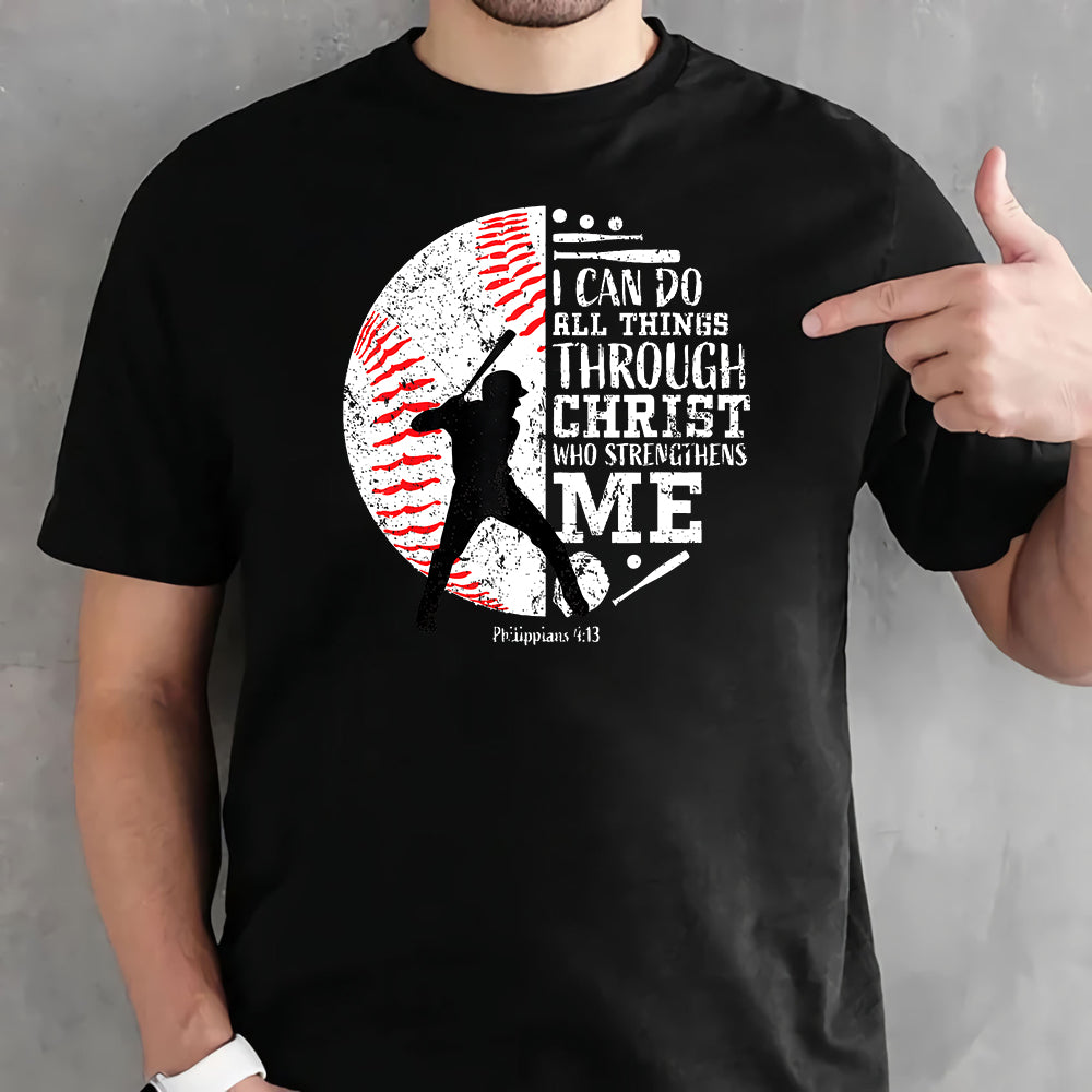 Cool Baseball Player Christian Bible Verse Faith Inspirational Scripture Gift for Men & Boys T-Shirt 6
