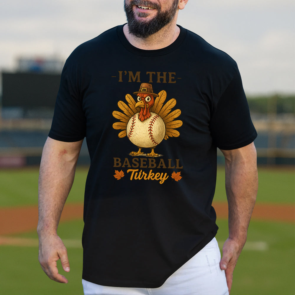 Thanksgiving Baseball Turkey, Funny Thankful Gift for Baseball Lovers T-Shirt
