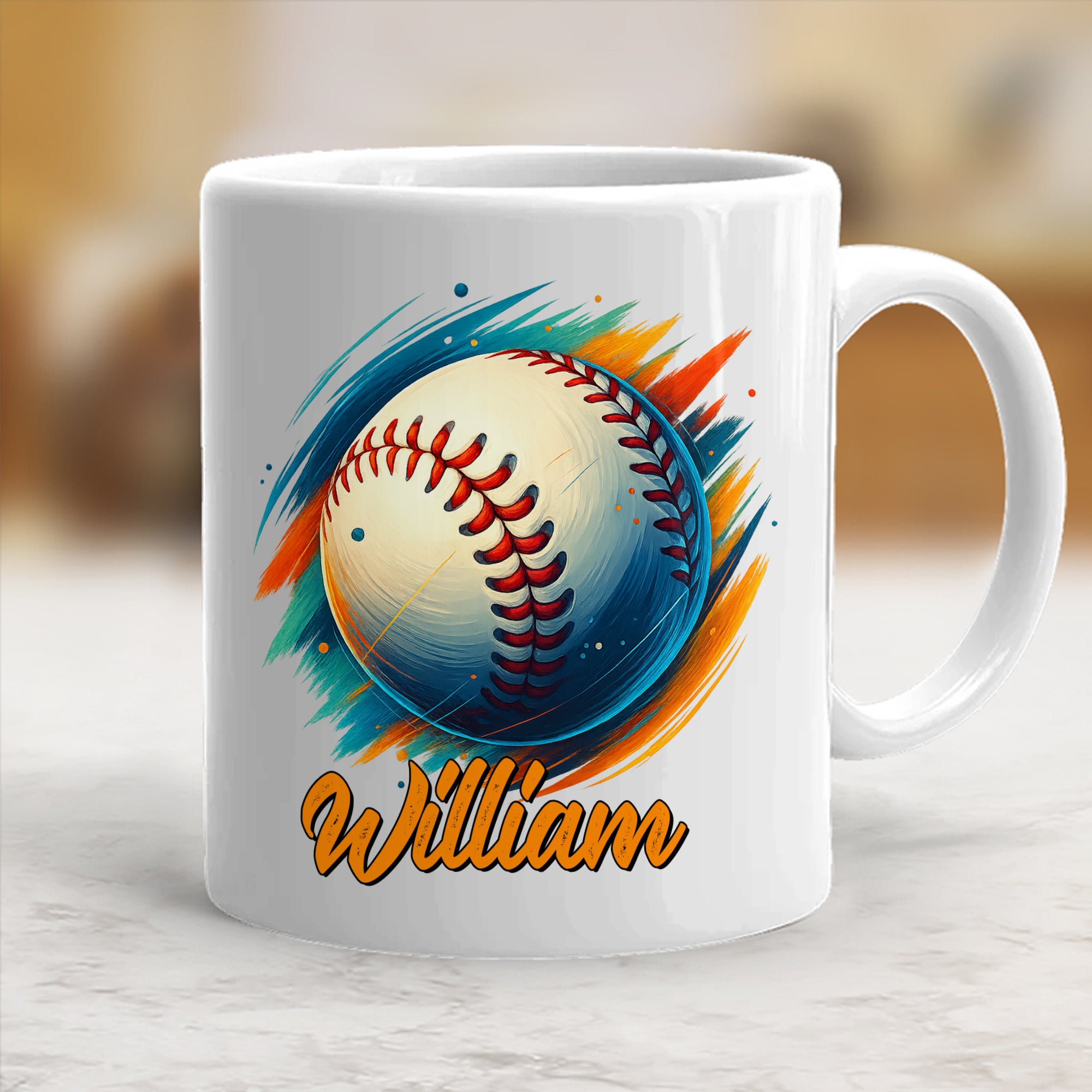 Personalized Baseball Coffee Mug 11oz 15oz, Baseball Sport Team Mug, Customized Baseball Coach Mug, Vibrant Baseball Watercolor Mug 6