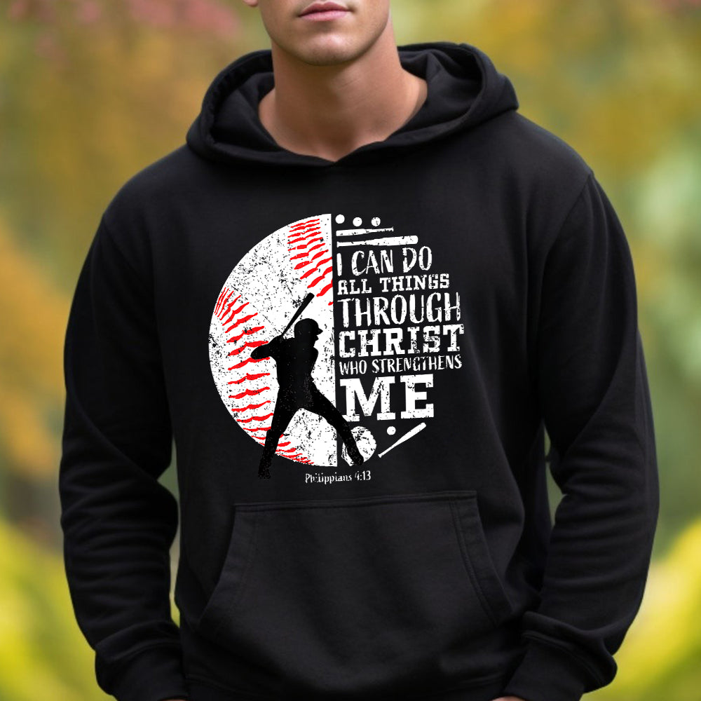 I Can Do All Things Through Christ Baseball Scripture Faith Hoodie 3
