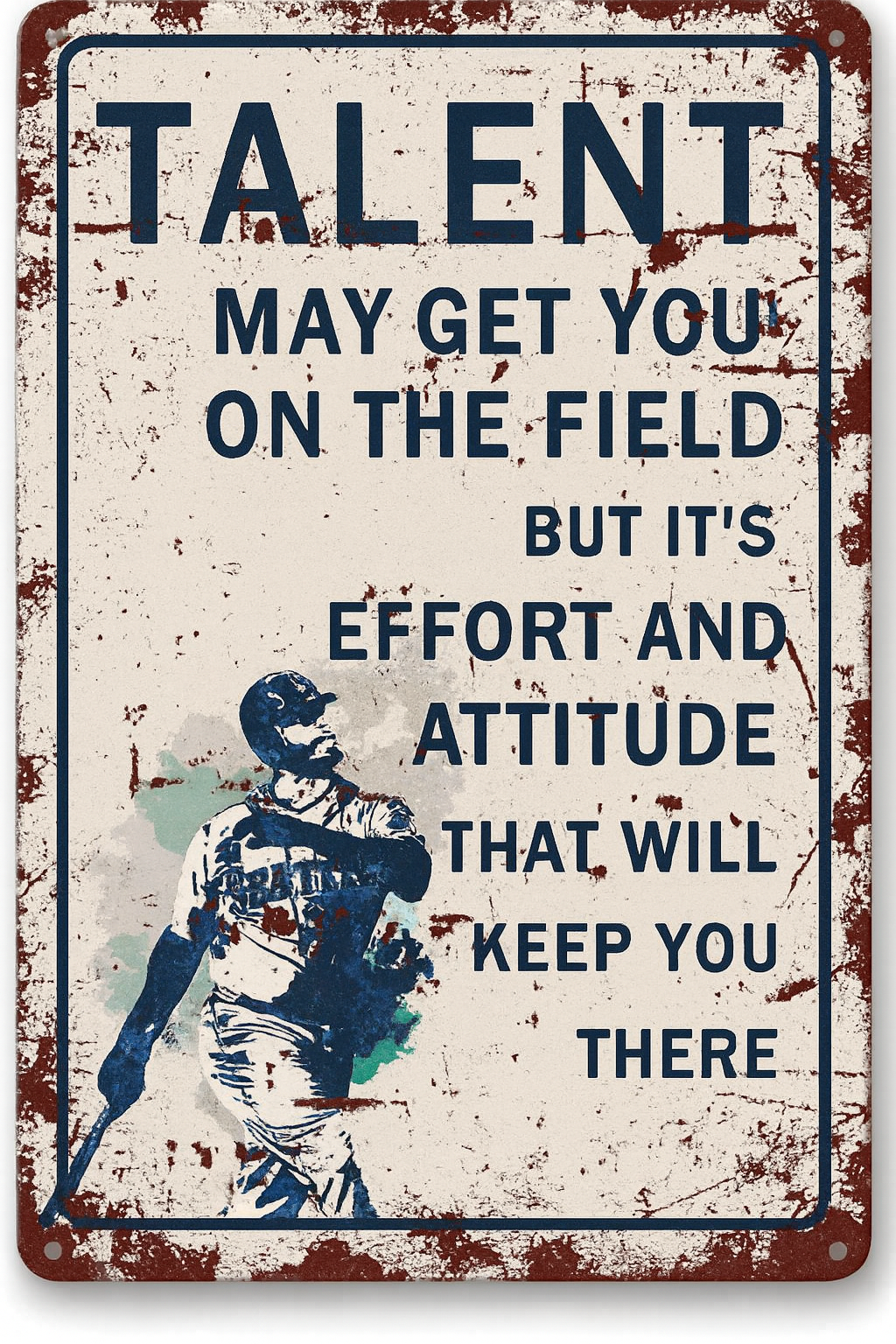 Baseball Poster Wall Art Decor, Motivational Quote Baseball Tin Sign, Famous Quote Sports Poster, Retro Baseball Wall Decor Metal Sign 5