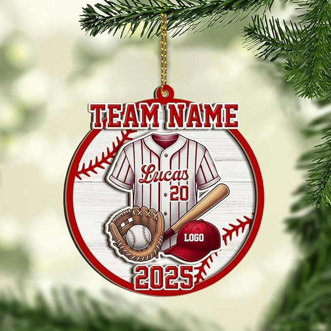 Personalized 2 Layered Custom Christmas Baseball 3D Engraved Hanging Decor Gift Acrylic Ornament - OR38 4