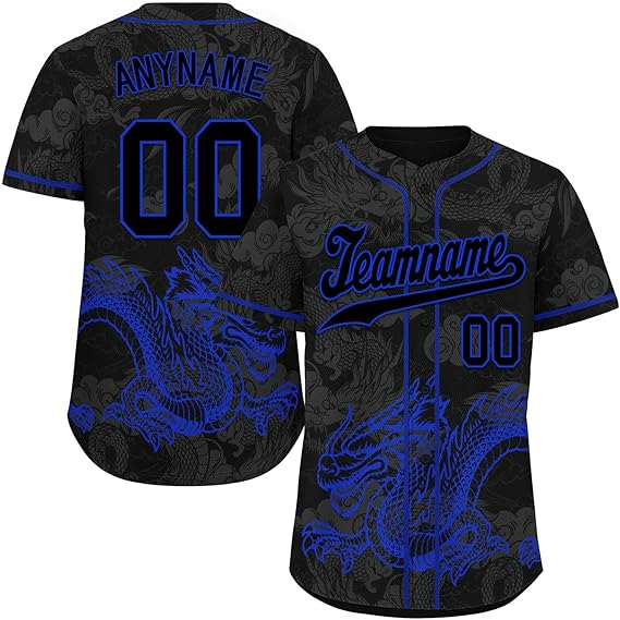 Custom Dragon Baseball Jersey for Men Women, Gothic Style Streetwear Shirt, Personalized Team Name and Number, Festival Costume Jersey- JS31