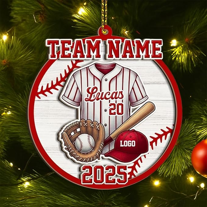Personalized 2 Layered Custom Christmas Baseball 3D Engraved Hanging Decor Gift Acrylic Ornament - OR38 6