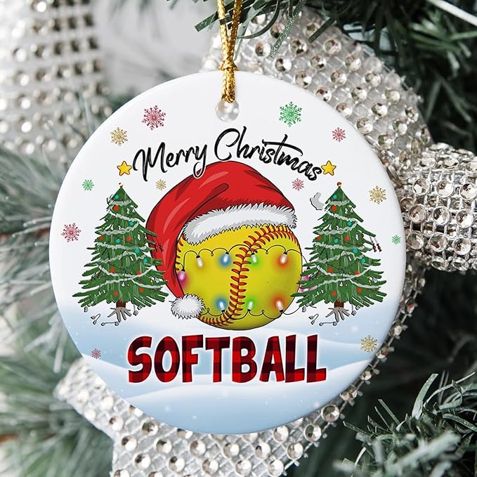 2025 Christmas Ornament Softball Merry Christmas Acrylic Ornament