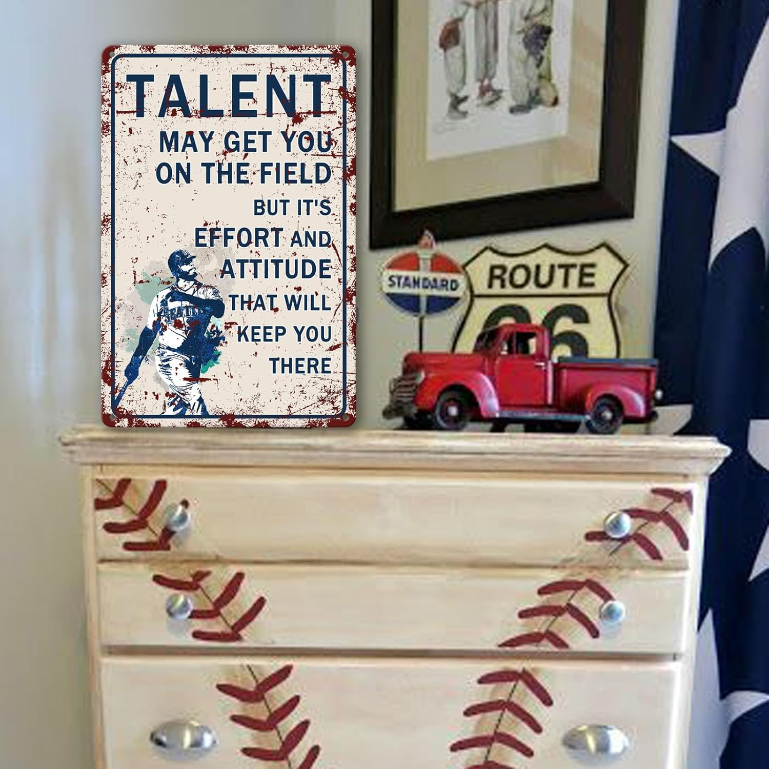 Baseball Poster Wall Art Decor, Motivational Quote Baseball Tin Sign, Famous Quote Sports Poster, Retro Baseball Wall Decor Metal Sign 4