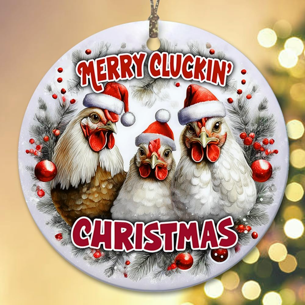 2025 Christmas Ornament Chicken Ornaments for Christmas Tree Rooster Ornament Decor Keepsake Gift for Chicken Lovers Farmhouse Acrylic Ornament - OR08
