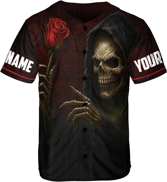 Personalized Horror Halloween Skull Baseball Unisex Shirt, Custom Name and Number, Personalized Team Jersey- JS32 3